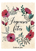 Joyeuses f&ecirc;tes avec couronne florale &eacute;l&eacute;gante